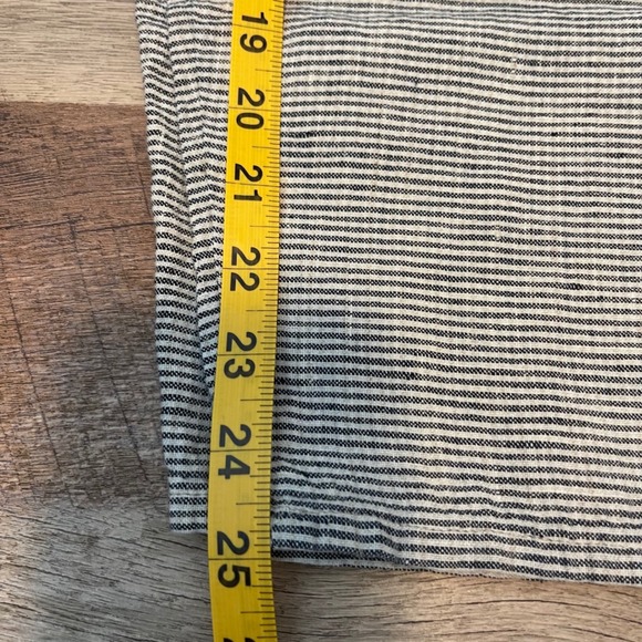 FLAX Linen Wide Leg Pants Womens Medium Black White Striped Coastal Lagenlook - Picture 8 of 8